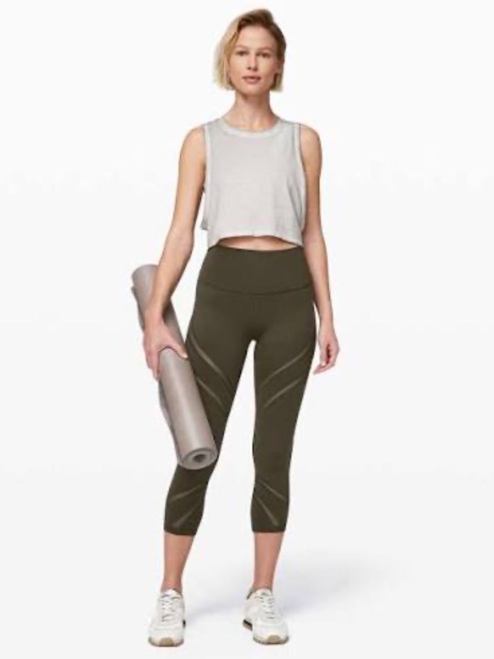 Wunder Under High-Rise Crop 21” Mesh — Dark Olive — DKOV